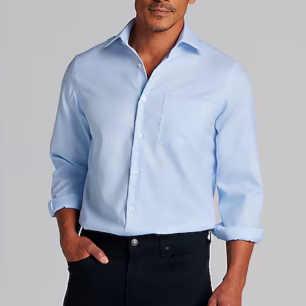 Joseph Abboud light blue regular fit non-iron button down dress shirt 16 34/35